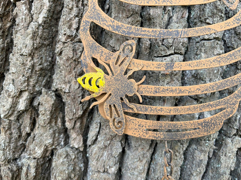 Garden Bell Wind Chime Bees Beehive Metal Ornament Hanging Outdorr Decor Brown