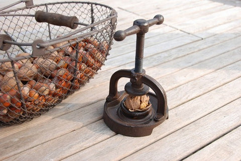 Cast Iron Screw Nut Cracker Brown Heavy Metal Christmas Gift with Box