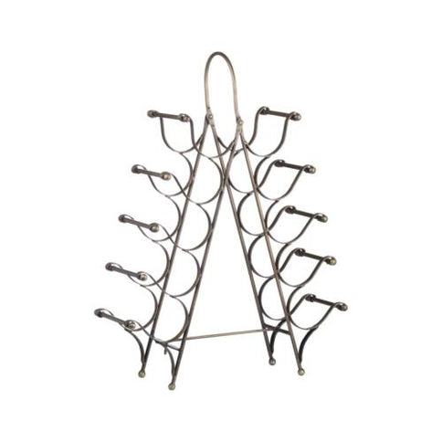 Metal Wine Rack 10 Bottle Holder Storage Bronze Freestanding Bar 67cm