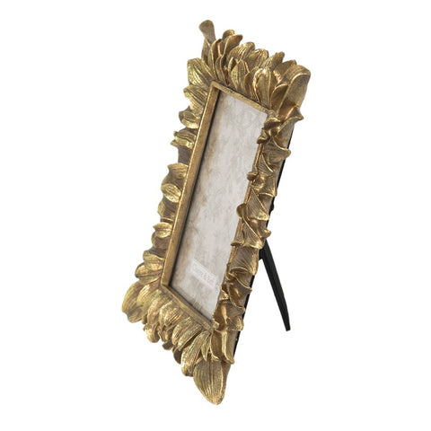 Antique Gold Photo Picture Frame Leaf Leaves 6"x4" Rectangle Photograph Holder