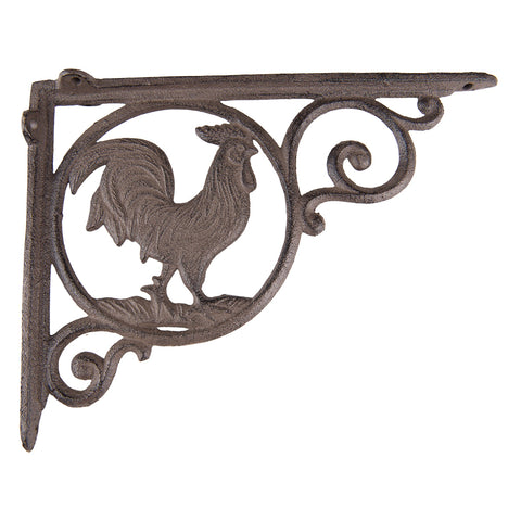 Cast Iron Wall Bracket Shelf Support Brown Cockerel Design Vintage Style Ornate
