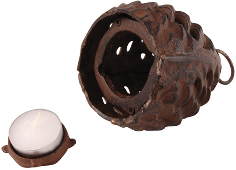Cast Iron Pine Cone Lantern Tealight Candle Holder 13cm Garden or Indoor