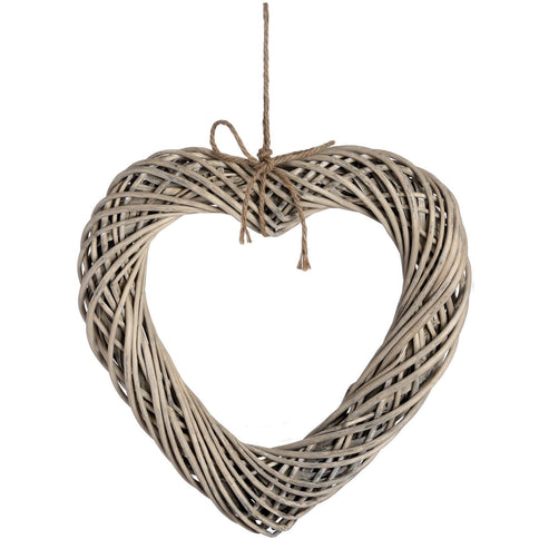 Rustic Wicker Heart Wall Decoration Art Wreath Brown Wedding Christmas 50cm