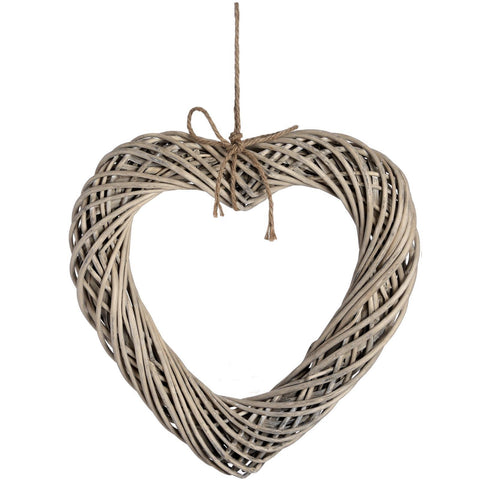 Rustic Wicker Heart Wall Decoration Art Wreath Brown Wedding Christmas 50cm