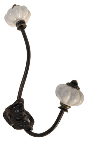 SALE 50% OFF!! Vintage Metal Iron Porcelain Wall Towel Robe Coat Hat Hook Peg