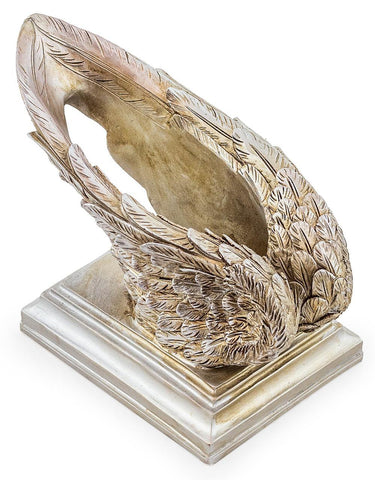 Table Top Angel Cherub Wings Wine Bottle Holder Antique Silver Wedding Decor