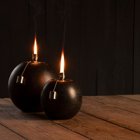 Oil Lamp Sphere Garden Torch Light Candle Terrazzo Terrace Decorative Ball 14cm