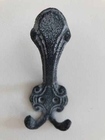 Antique Vintage Shabby Chic Style Iron Door Wall Coat Hook Hanger Peg Grey