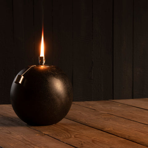 Sphere Oil Lamp Garden Torch Light Candle Terrazzo Terrace Decorative Ball 19cm