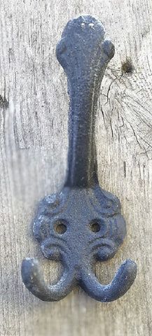 Antique Vintage Shabby Chic Style Iron Door Wall Coat Hook Hanger Peg Grey