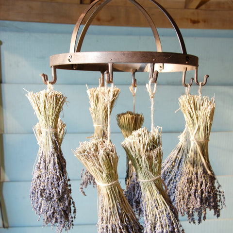 Vintage Style Display Rustic Herb Flower Hanger Rack Dryer Ring 8 Hooks Game Ham