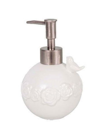Floral Bathroom Ceramic Lotion Liquid Soap Dispenser Pump Refillable Bird