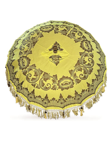 Bali Handmade Sun Parasol Hardwood Garden Umbrella Yellow and Gold (base not included)