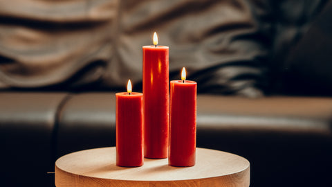 LED Wax Pillar Church Candle Red Realistic 3D Flickering Flame Xmas 10x10cm
