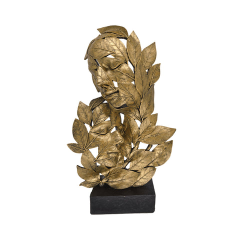 Abstract Gold Leaves Faces Ornament Wedding Anniversary Sculpture Lovers Gift
