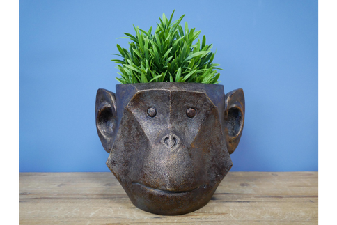 Monkey Head Planter Animal Face Smiling Plant Pot Flower Holder Ornament Indoor