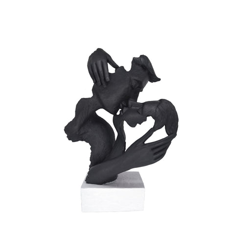 Black Abstract Sculpture Silhouette Ornament Kissing Couple Lovers Statue 28cm