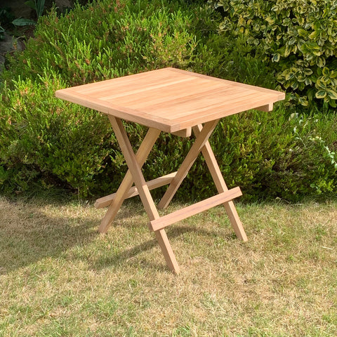 Wooden Folding Picnic Table Portable Camping Outdoor Garden Coffee Table 50cm Square Teak