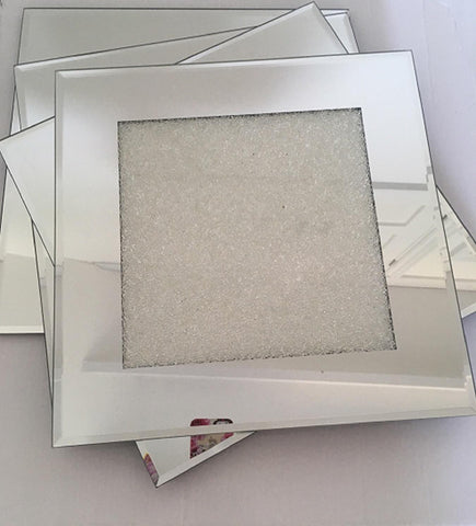 Single Sparkly Crushed Crystal Mirrored Glass Dinner Place Mat Charger 30x30cm