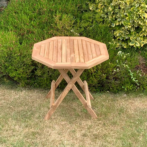 Wooden Folding Picnic Table Portable Camping Outdoor Garden Teak Octagonal 50cm