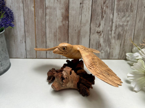 Eagle Sculpture Bird of Prey Ornament Handcarved Figurine Root Wood Statue Gift 