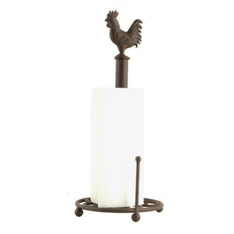 Kitchen Roll Paper Towel Holder Pole Brown Iron Cockerel