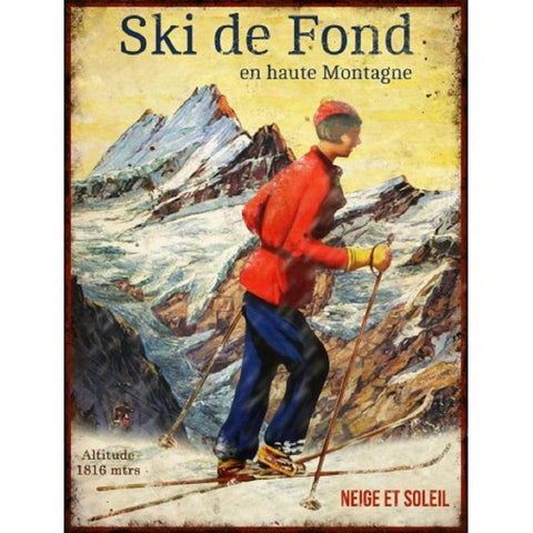 Vintage Style Ski Skiing Indoor Wall Sign Plaque Metal Picture Poster 33x25cm