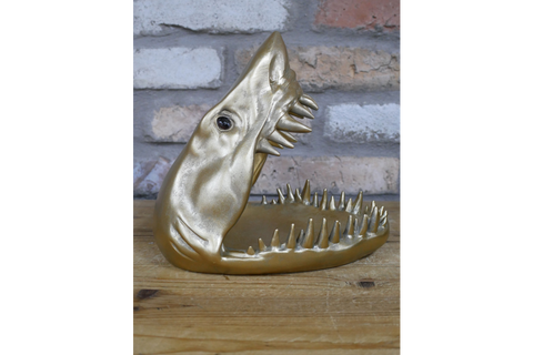 Funky Great White Shark Mouth Dish Bowl - Oddments Pot Pourri Fruit Nuts - Gold