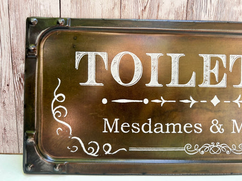 Bathroom Plaque French Toilettes Toilet Sign Black France Ladies Gents Wall Mount