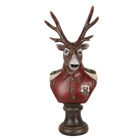 26cm Red Gentleman Suited Stag Deer Bust Ornament Figurine Regal Statue