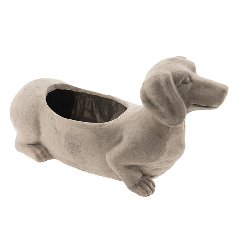 Sausage Dog Dachshund Grey Garden Indoor Outdoor Flower Plant Pot Planter 30cm