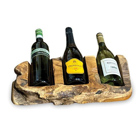  Have one to sell? Sell it yourself Driftwood Triple Wine Bottle Holder Rustic Solid Wood Storage Rack Hand Carved