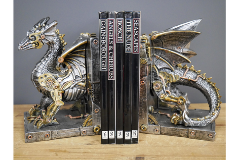 Gothic Dragon Bookends Steampunk Fantasy Ornaments Book Holder Shelf Organiser