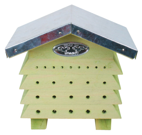 Wooden beehive shaped beehouse for wild bees metal roof hive