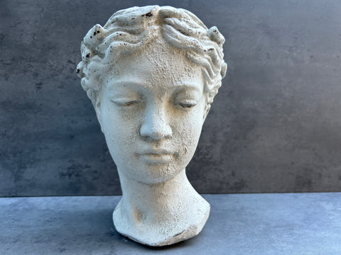 Roman Ladies Head Statue Planter Flower Pot Stone Greek Style Garden Home 25cm