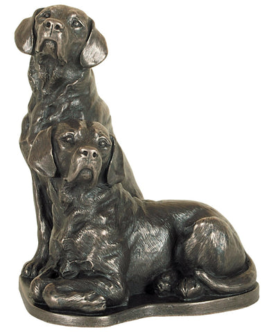 Pair of Labradors Cold Cast Bronze Figurine Sculpture Ornament Dog Lovers Gift 12cm