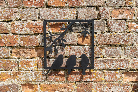 Black Silhouette Bird Metal Wall Art Home Garden Fence Square Hanging Decor 