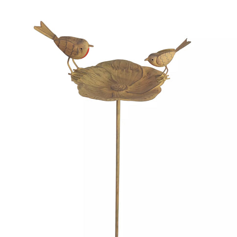 Robin Bird Table Bowl Birdbath Plant Stake Flower Support Garden Robins Decor 122cm