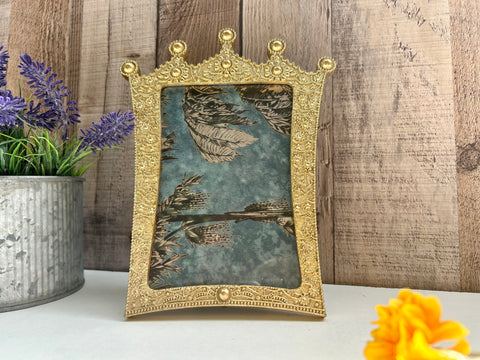 Gold Photo Frame Crown Picture Holder Regal Photograph Display 6x4in Stand/Wall