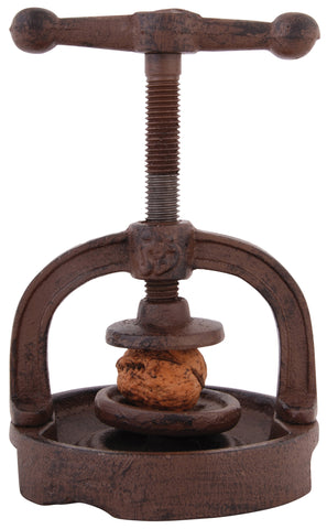 Cast Iron Screw Nut Cracker Brown Heavy Metal Christmas Gift with Box
