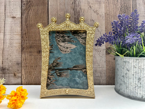 Gold Photo Frame Crown Picture Holder Regal Photograph Display 6x4in Stand/Wall