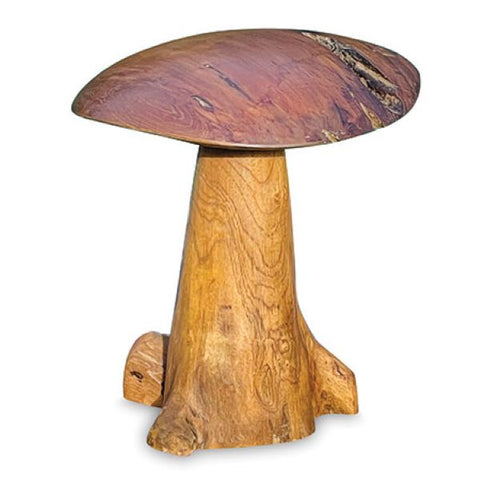 Large Wooden Mushroom Toadstool Sculpture Garden Teak Root Ornament Carved 45cm