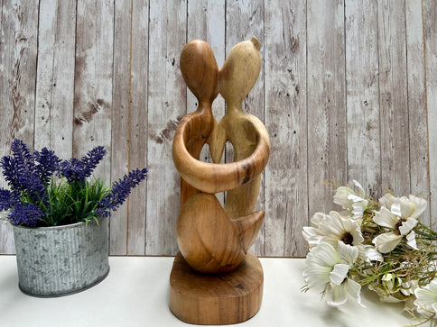 Wooden Wine Bottle Holder Kissing Couple Wood Love Heart Wedding Valentines Gift