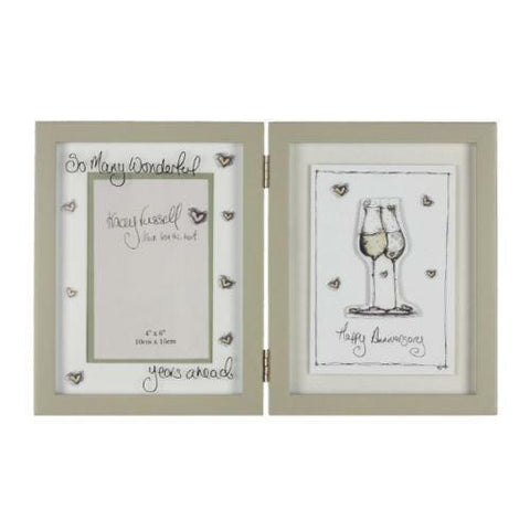 SALE SAVE 50%!! Wooden Anniversary Photo Photograph Frame Gift Coffee & Cream