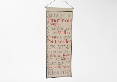 Wine of France Fabric Wall Sign Decoration Hanging 100cm x 40cm