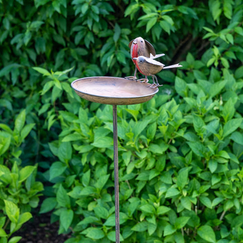 Robin Bird Feeder Bowl Stake Flower Support Remembrance Gift Loved Ones Are Near