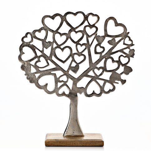 Heart Tree of Life Ornament Silver Wiccan Celtic Pagan Sculpture World Tree 42cm Wedding Anniversary Gift