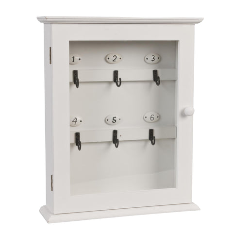 Wooden Key Holder Box Rack Hooks Storage Cupboard Cabinet Glass Door