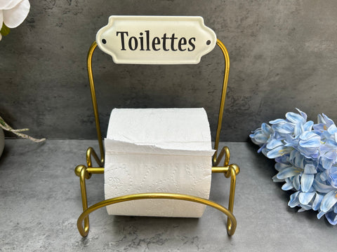 Gold Toilet Paper Roll Holder Wall Mounted Toilettes French Style Metal 
