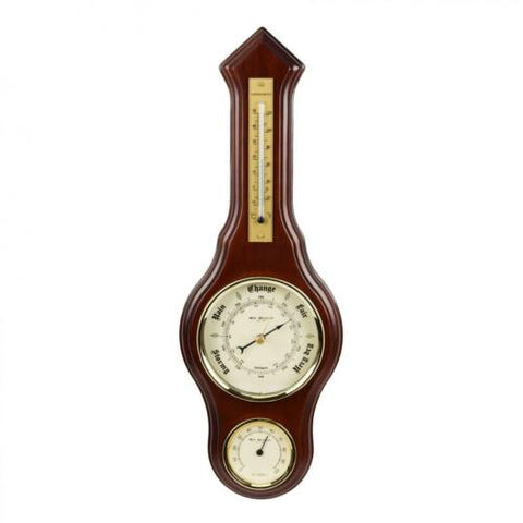 Mahogany Banjo Wooden Wall Barometer Thermometer Hygrometer Weather Station